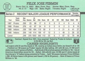 Felix Fermin  baseball card collectible - Main Image 2