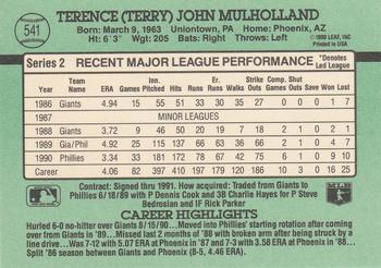 Terry Mulholland  baseball card collectible - Main Image 2