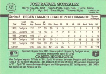 Jose Gonzalez  baseball card collectible - Main Image 2