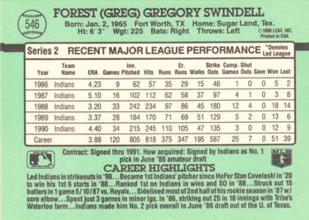 Greg Swindell  baseball card collectible - Main Image 2