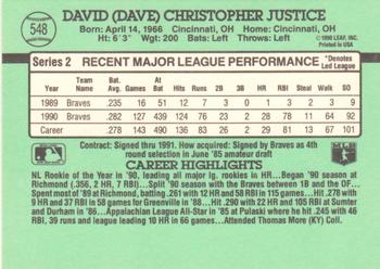 Dave Justice  baseball card collectible - Main Image 2