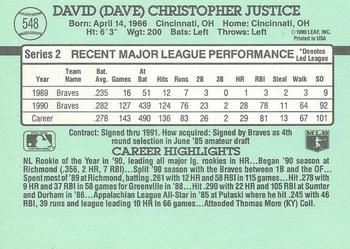 Dave Justice  baseball card collectible - Main Image 2