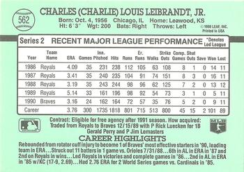 Charlie Leibrandt  baseball card collectible - Main Image 2