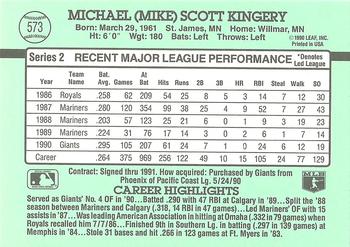 Mike Kingery  baseball card collectible - Main Image 2