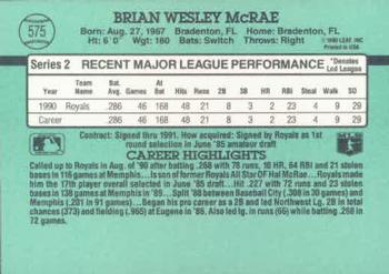 Brian McRae  baseball card collectible - Main Image 2