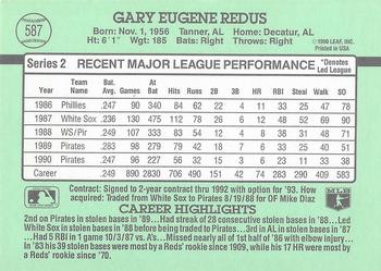 Gary Redus  baseball card collectible - Main Image 2