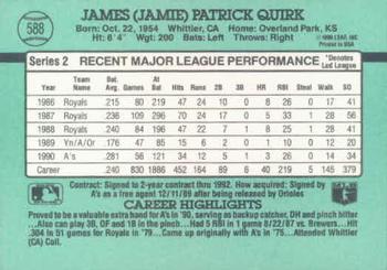 Jamie Quirk  baseball card collectible - Main Image 2