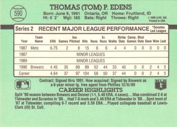 Tom Edens  baseball card collectible - Main Image 2