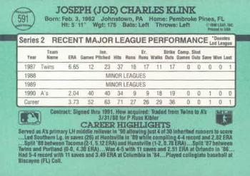 Joe Klink  baseball card collectible - Main Image 2