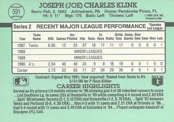 Joe Klink  baseball card collectible - Main Image 2