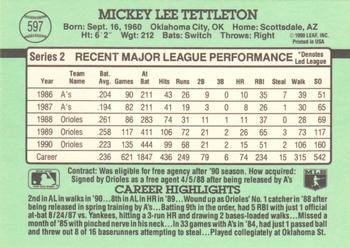 Mickey Tettleton  baseball card collectible - Main Image 2