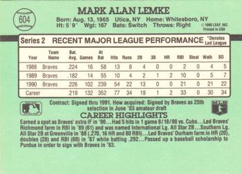 Mark Lemke  baseball card collectible - Main Image 2