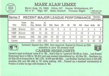 Mark Lemke  baseball card collectible - Main Image 2