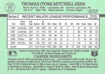Tom Herr  baseball card collectible - Main Image 2