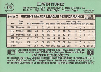 Edwin Nunez  baseball card collectible - Main Image 2