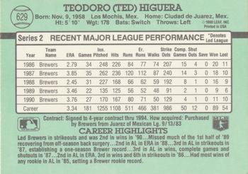 Ted Higuera  baseball card collectible - Main Image 2