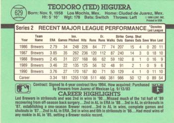 Ted Higuera  baseball card collectible - Main Image 2