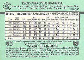 Ted Higuera  baseball card collectible - Main Image 2