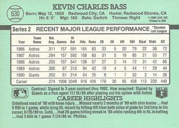 Kevin Bass  baseball card collectible - Main Image 2