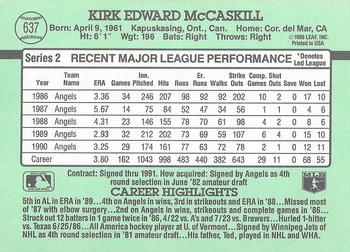 Kirk McCaskill  baseball card collectible - Main Image 2