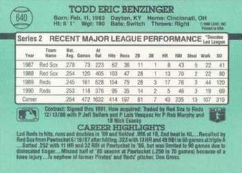 Todd Benzinger  baseball card collectible - Main Image 2