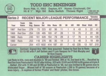 Todd Benzinger  baseball card collectible - Main Image 2