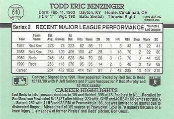 Todd Benzinger  baseball card collectible - Main Image 2
