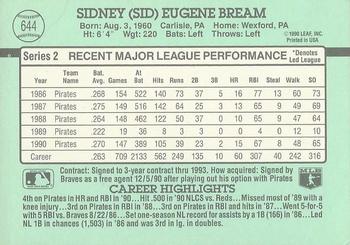 Sid Bream  baseball card collectible - Main Image 2