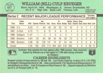 Bill Krueger  baseball card collectible - Main Image 2