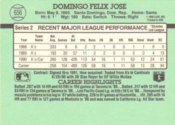 Felix Jose  baseball card collectible - Main Image 2
