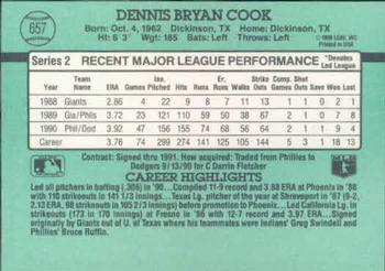 Dennis Cook  baseball card collectible - Main Image 2