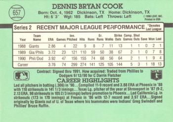 Dennis Cook  baseball card collectible - Main Image 2