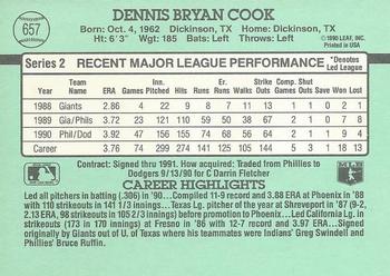 Dennis Cook  baseball card collectible - Main Image 2