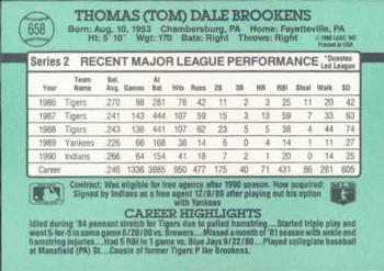 Tom Brookens  baseball card collectible - Main Image 2