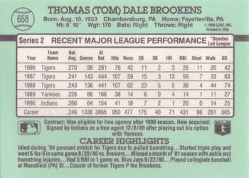 Tom Brookens  baseball card collectible - Main Image 2