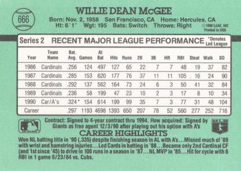 Willie McGee  baseball card collectible - Main Image 2