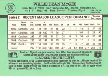 Willie McGee  baseball card collectible - Main Image 2