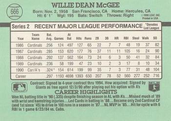 Willie McGee  baseball card collectible - Main Image 2