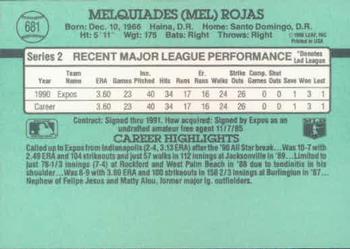 Mel Rojas  baseball card collectible - Main Image 2