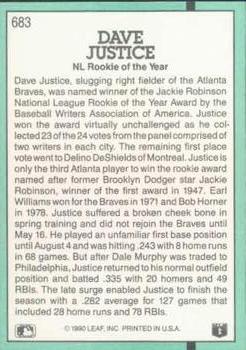 Dave Justice  baseball card collectible - Main Image 2