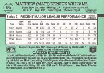 Matt Williams  baseball card collectible - Main Image 2