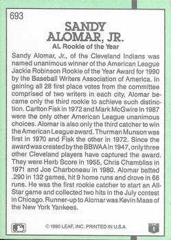 Sandy Alomar Jr.  baseball card collectible - Main Image 2