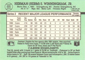 Herm Winningham  baseball card collectible - Main Image 2