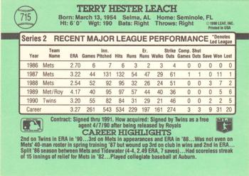 Terry Leach  baseball card collectible - Main Image 2