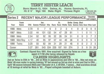 Terry Leach  baseball card collectible - Main Image 2