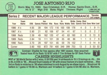 Jose Rijo  baseball card collectible - Main Image 2