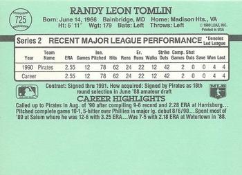 Randy Tomlin  baseball card collectible - Main Image 2