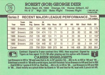 Rob Deer  baseball card collectible - Main Image 2