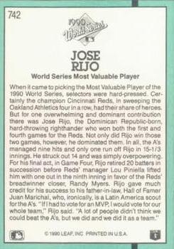 Jose Rijo  baseball card collectible - Main Image 2
