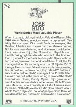 Jose Rijo  baseball card collectible - Main Image 2